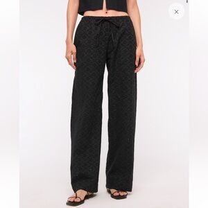 Abercrombie & Fitch Black Eyelet Detail Relaxed Fit Wide Leg Pants